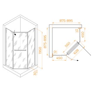Душевой уголок RGW PA-82 41088299-11 90x90см хром